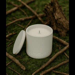 Handmade soy wax candle in concrete jar