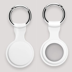 Apple AirTag Case 360 Degree Protection - WHITE Soft Silicone Holder Tracking Locator with FREE Scratch Screen Protector-FREE Shipping