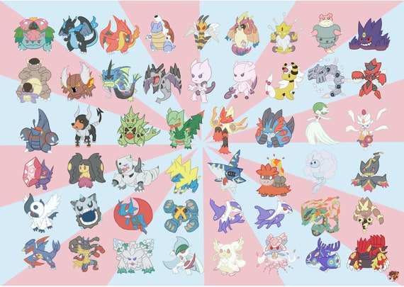 Mega Pokedex Poster Pokemon Digital Art Print 