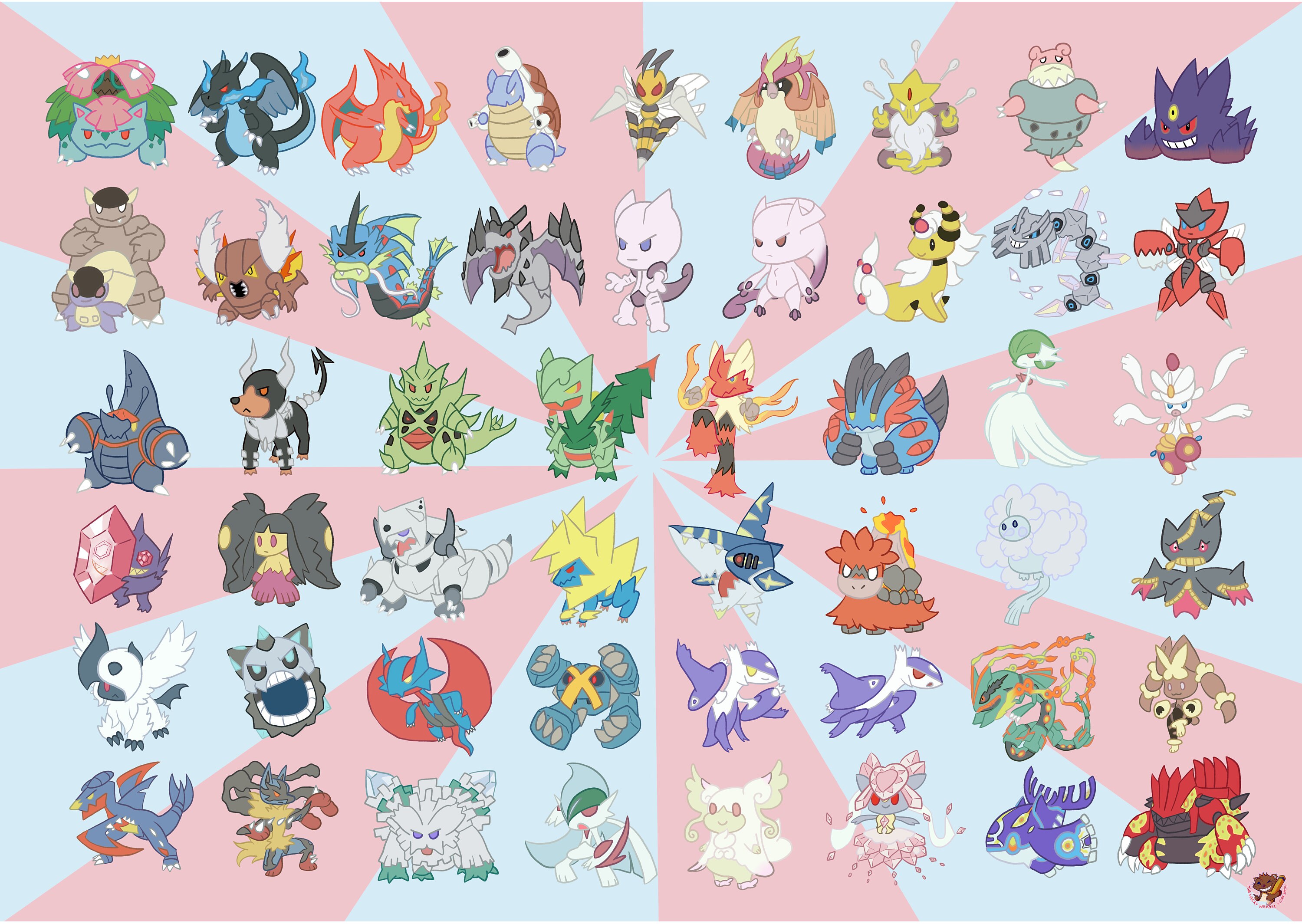 Mega Pokedex Poster Pokemon Digital Art Print 