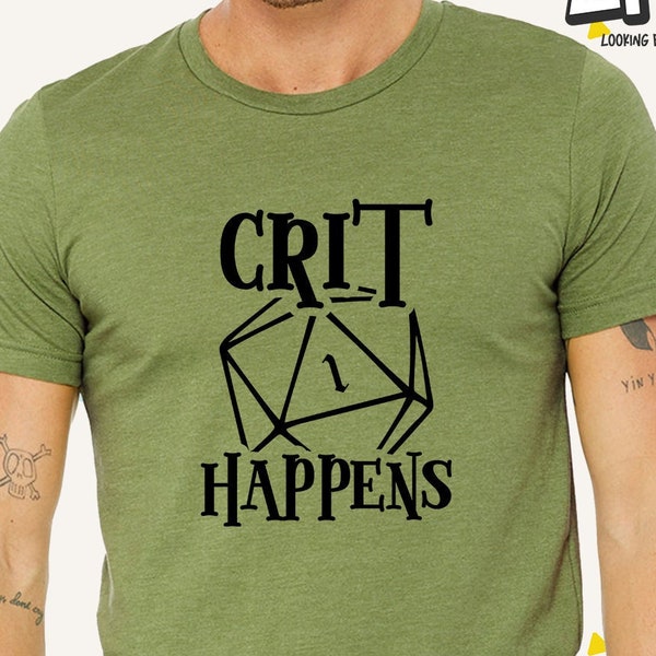 Crit Happens Shirt, DnD Shirt, Dungeons and Dragons Tshirt, Gift for Him, Gift for Her, D20 Dice Shirt