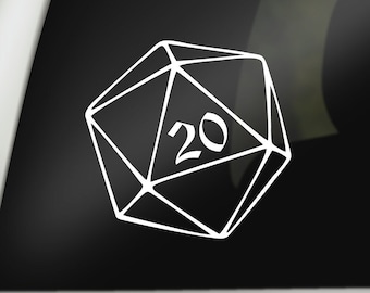 D20 Window Decal, Dungeons and Dragons Dice Car Decal,  DnD Laptop Sticker, Pathfinder Phone Decal, RPG Window Sticker