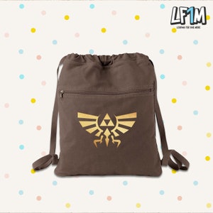 Wingcrest Canvas Cinch Bag - Triforce Cotton Canvas Backpack Bag - Hyrule Inspired Bag - Custom Bags Available