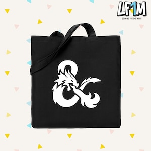 DnD Ampersand Canvas Tote Bag - Cotton Canvas Bag - Dungeons and Dragons Inspired Bag - Custom Bags Available