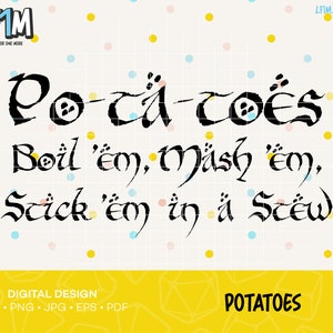 Potatoes Cut File - Descarga instantánea - LotR SVG Design - Lord of the Rings Movie Cut Files - SVG Cut File - Cricut Cut File