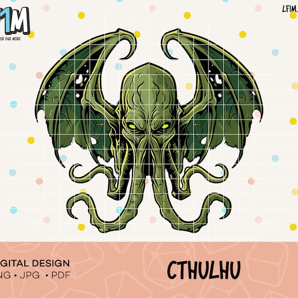 Cthulhu Sublimation Design - Instant Download - DnD Design - RPG Shirt Design - D&D Sublimation File - Dungeons and Dragons Design