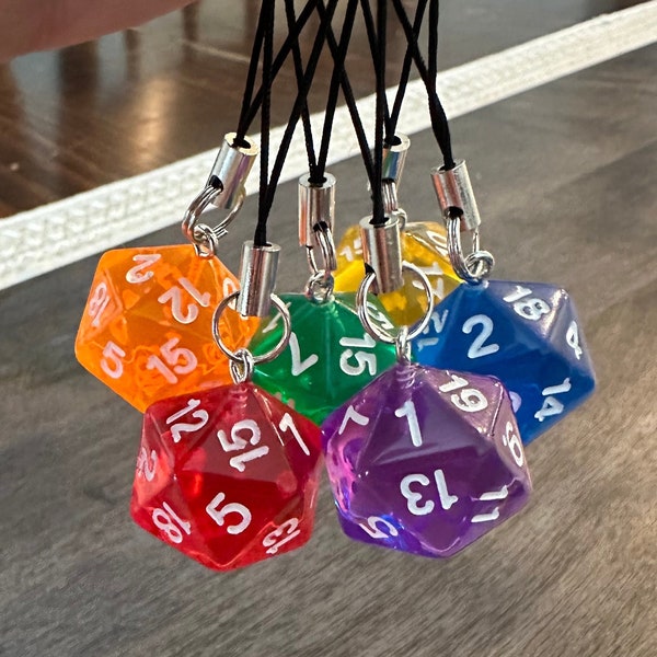 Encanto de teléfono celular D20 / Encanto de Airpod D20 / Encanto de cordón de teléfono DnD / Encanto de bolsa de dados D20 / Accesorio de teléfono D20 / Regalos menores de 20 / RPG