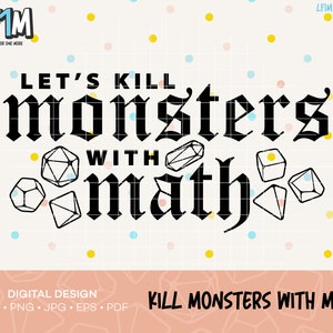 Uccidiamo i mostri con il file di taglio matematico - Download istantaneo - Design DnD SVG - File di taglio Rpg - File di taglio D&D SVG - Dungeons and Dragons SVG