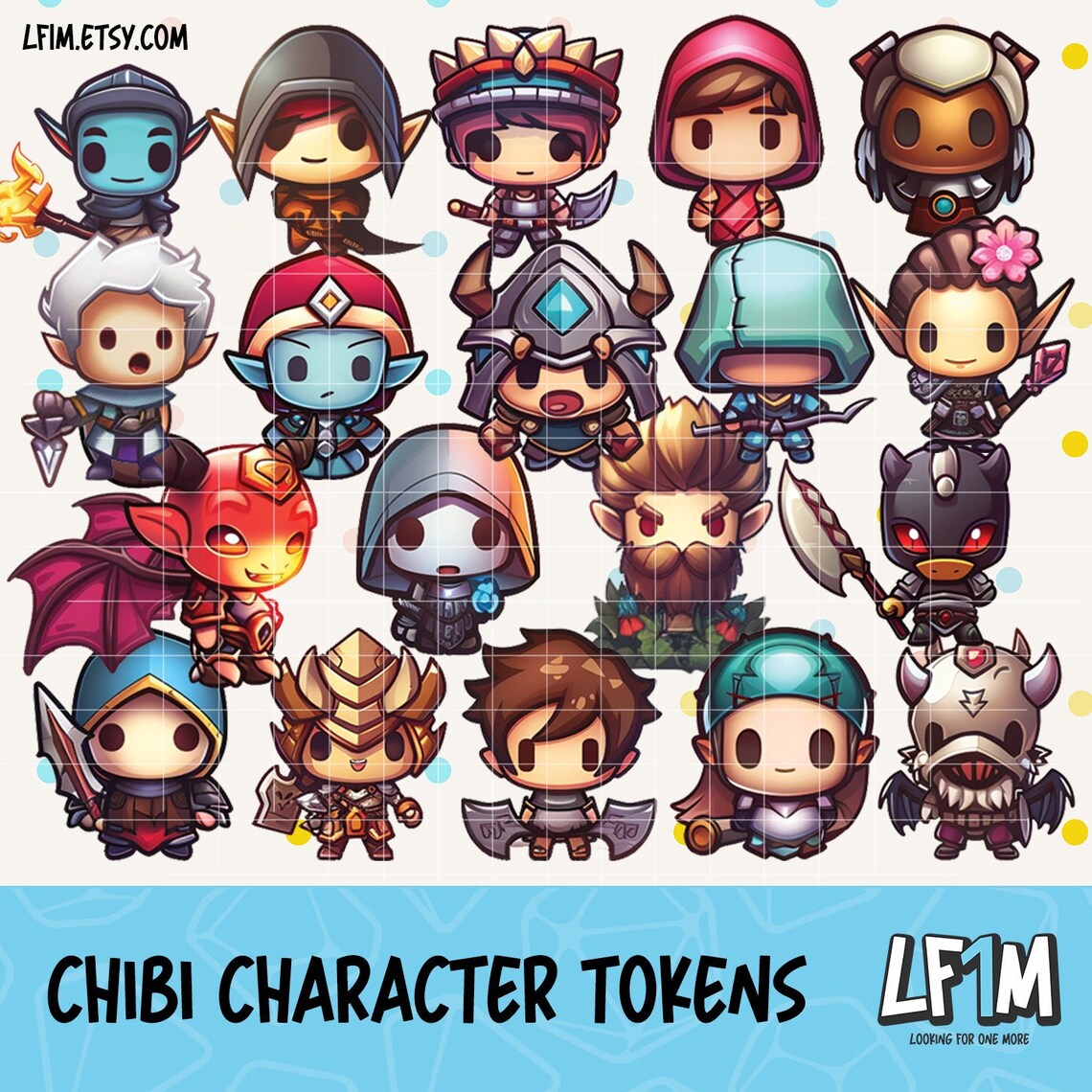 Chibi Character Tokens - Instant Download - RPG Cartoon Characters ...