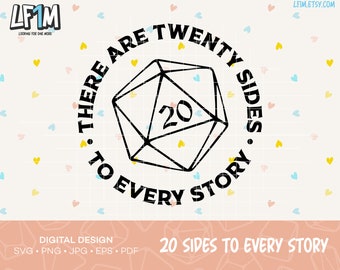 20 Sides to Every Story Cut File - Download istantaneo - DnD SVG - RPG Cut Files - D&D SVG Cut File - Dungeons and Dragons Shirt Cut File