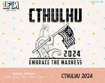 Cthulhu 2024 Cut File - Instant Download - Rpg SVG - RPG Cut Files - D&D SVG Cut File - Dungeons and Dragons Shirt Cut File