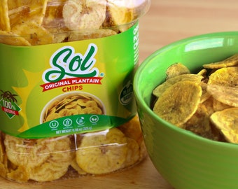 NEW SIZE - Sol Original Plantain Chips - Slightly Salted Plantain Chips - Banana Chips - Healthy Snack - Vegan Snacks - 11.46oz