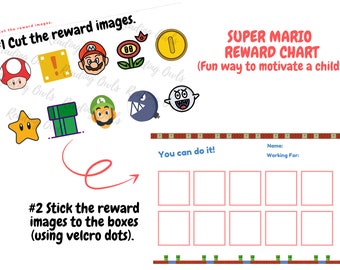 Super Mario Belohnungstafel, Tokentafel, Töpfchentafel für Kinder