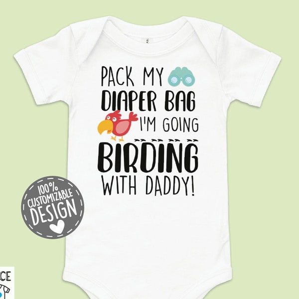 Birdwatcher Baby Bodysuit | Pack Diaper Bag Birding With Daddy One Piece, Birdwatching Baby, Birdwatching Daddy, Birdwatching Mommy