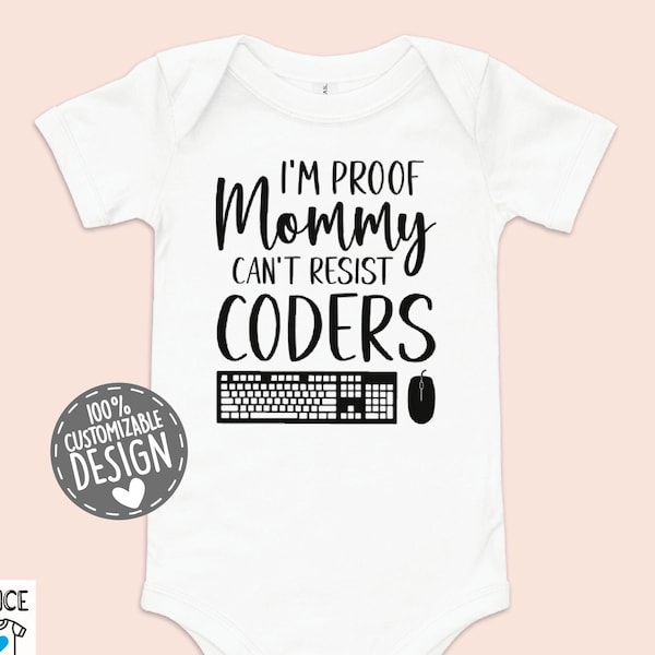 Funny Coder Programmer Baby Bodysuit | Mommy Can’t Resist Coder, Funny Coder Developer Baby Shower Gift, Computer Nerd Baby