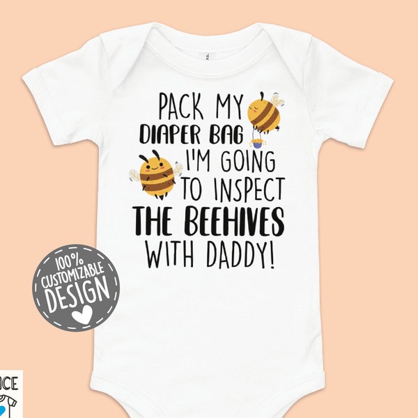 Bee Baby Bodysuit | Bee Hive Baby Shower, Beekeeper Daddy, Beehive Inspection, Bee Daddy, Bumble Bee Shower Gift Idea