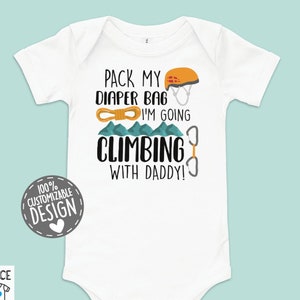 Rock Climbing Baby Bodysuit | Pack Diaper Climbing With Daddy One Piece, Rock Climber Romper, Boulder Baby Shower Gift Idea