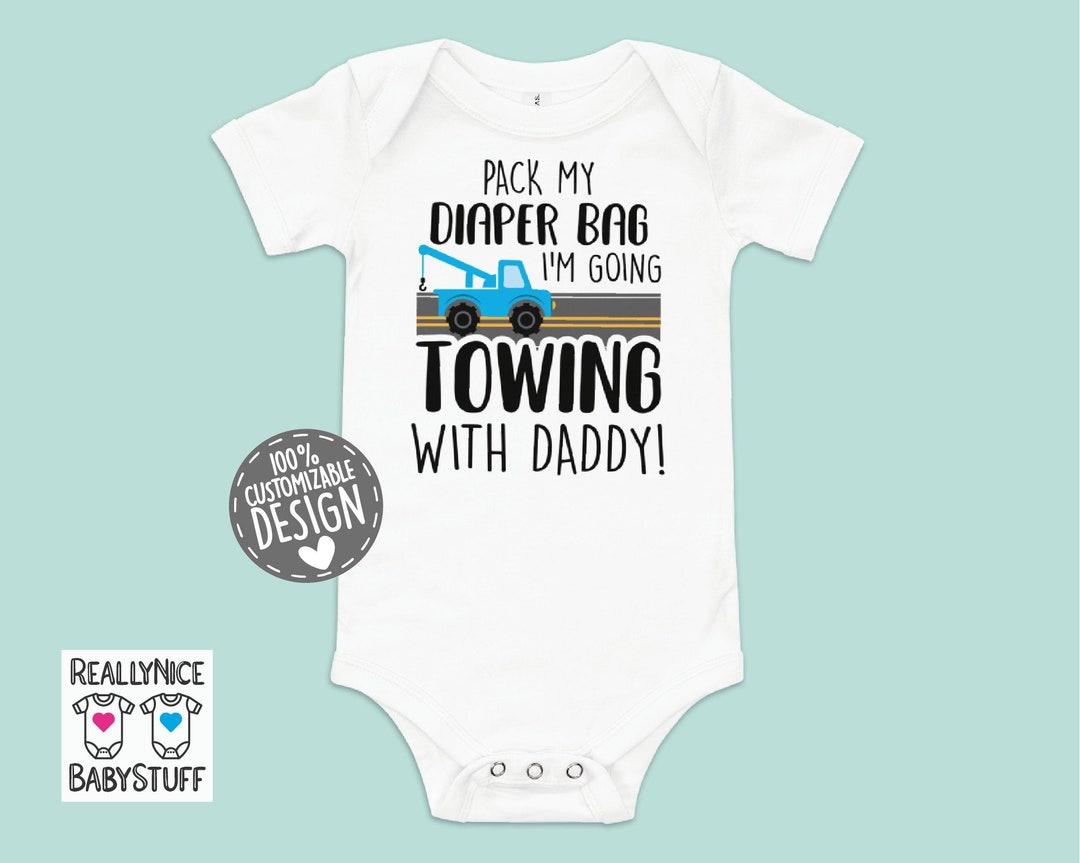 Tow Truck Baby Bodysuit Pack Diaper Towing With Daddy One Piece, Tow