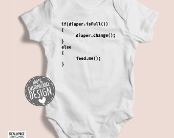Funny Coder Baby Bodysuit | Coding Diaper Change One-Piece
