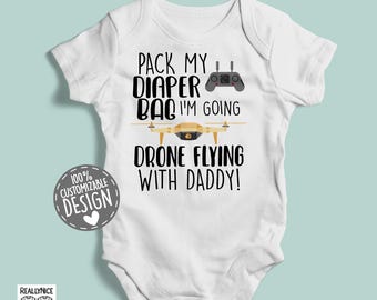 Drone Flying Baby Bodysuit Pack Diaper Bag Drone Flying With Daddy, Drone  Pilot, Adorable Tech Lover One Piece Romper for Baby Shower Gift