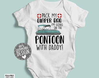 Pontoon With Daddy Baby Bodysuit | Boating Romper Gift