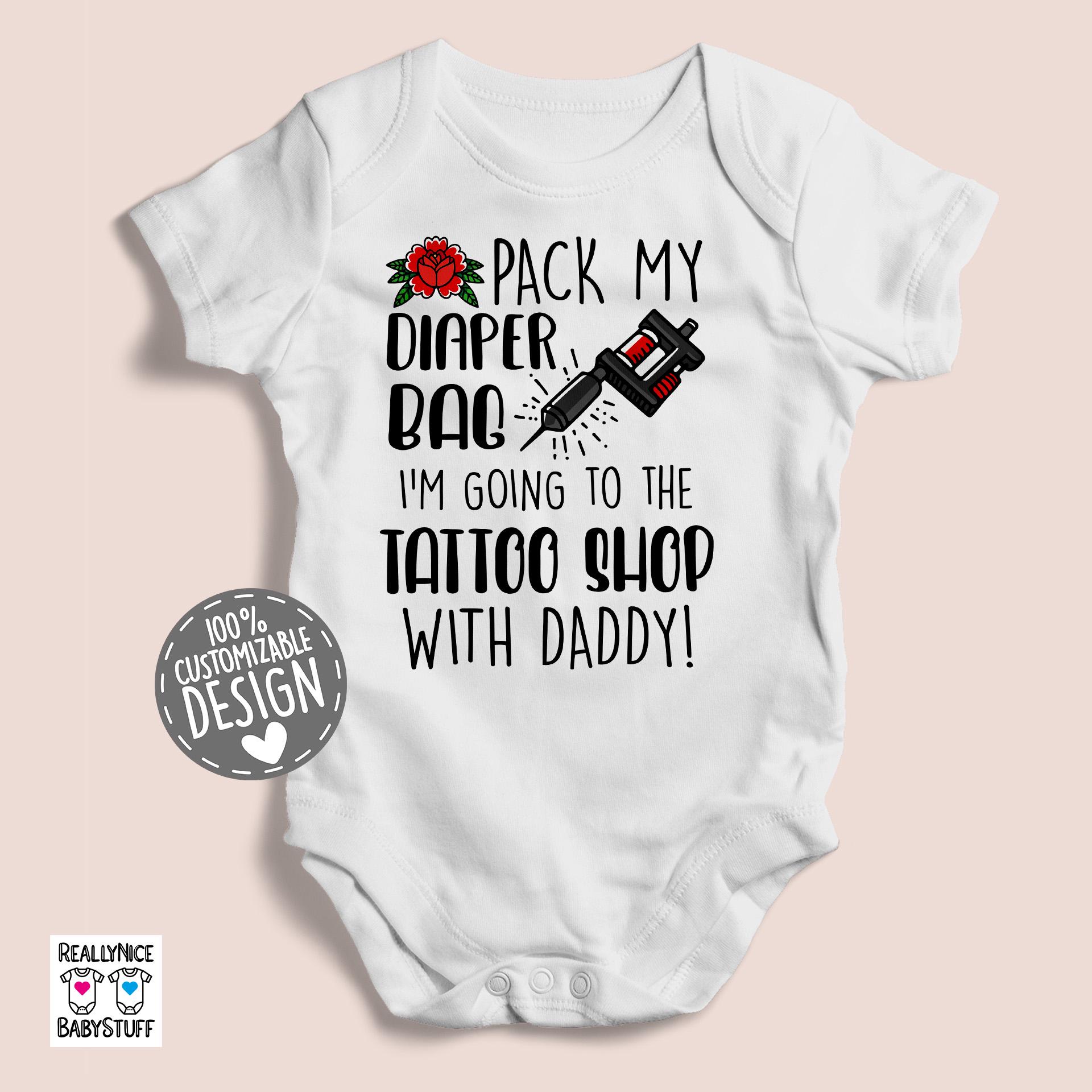 Too Soon For A Tattoo Babygrow – Newborn Baby Bodysuit – 100% Cotton – Funny Gift