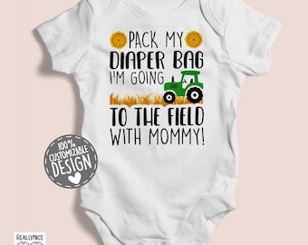Farm Baby Bodysuit | Tractor Field With Mommy