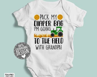 Farm Baby Bodysuit | To The Field With Grandpa, Little Farmer One Piece