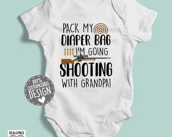 Shooting With Grandpa Bodysuit | Gun Lover Granddad, Pregnancy Announcement