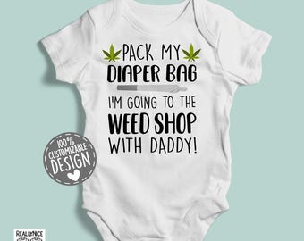 Weed Shop With Daddy Baby Bodysuit | Cannabis Pothead Gift