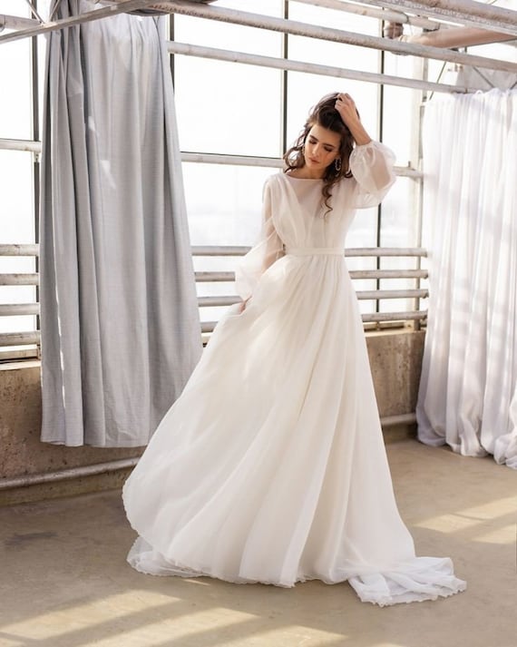 Boho Wedding Gown Long Sleeves Wedding 