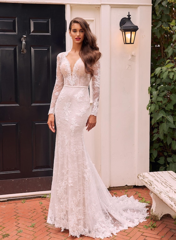 Wedding Dress Lace Sleeves Fishtail