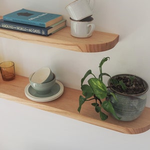 Floating Curved Wall Shelf - Australian Hardwood Shelving - Solid Handmade Shelves