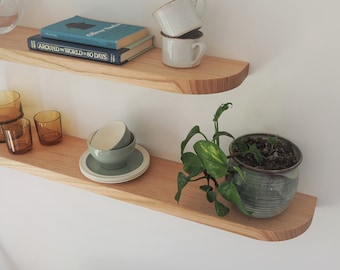 Floating Curved Wall Shelf - Australian Hardwood Shelving - Solid Handmade Shelves