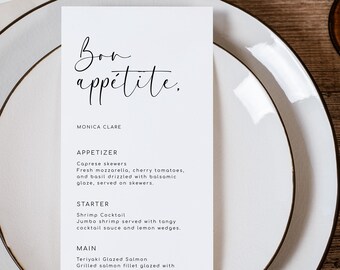 Modern Wedding Menu, Minimalist Wedding Menu Template Download, Simple Wedding Menu, Printable Wedding Menu, Wedding Centerpiece, Boho, 030