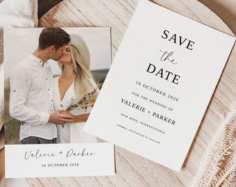 Modern Save the Date Template, Black and White Save the Date, Elegant Save the Date, Save Our Date, Minimal Save the Date - Valerie