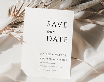 Modern Minimalist Save the Date Card Template, Editable Photo Save the Date Template, Printable Save Our Date, Wedding Invitation, Hailee