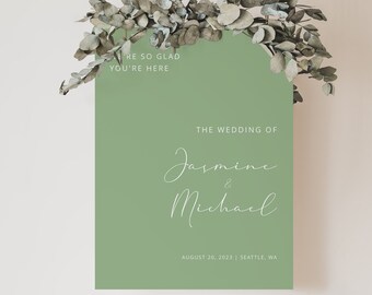 Sage Green Wedding Welkomstbord Sjabloon, Minimalistisch Bruiloft Welkomstbord, Bewerkbaar Bruiloft Welkomstbord, Boho Wedding Welkomstbord