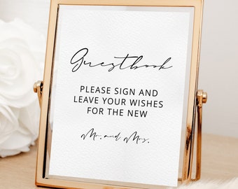 Minimalist Wedding Guestbook, Please Sign Our Guestbook Sign, Sign Our Guest Book,Editable Modern Wedding Photo Guestbook Sign Template
