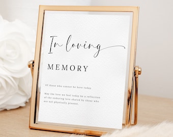 In Loving Memory Sign Template Download, Minimal Memorial Wedding Sign, Printable Minimalist Wedding Signage, DIY Wedding Memory Sign, Boho