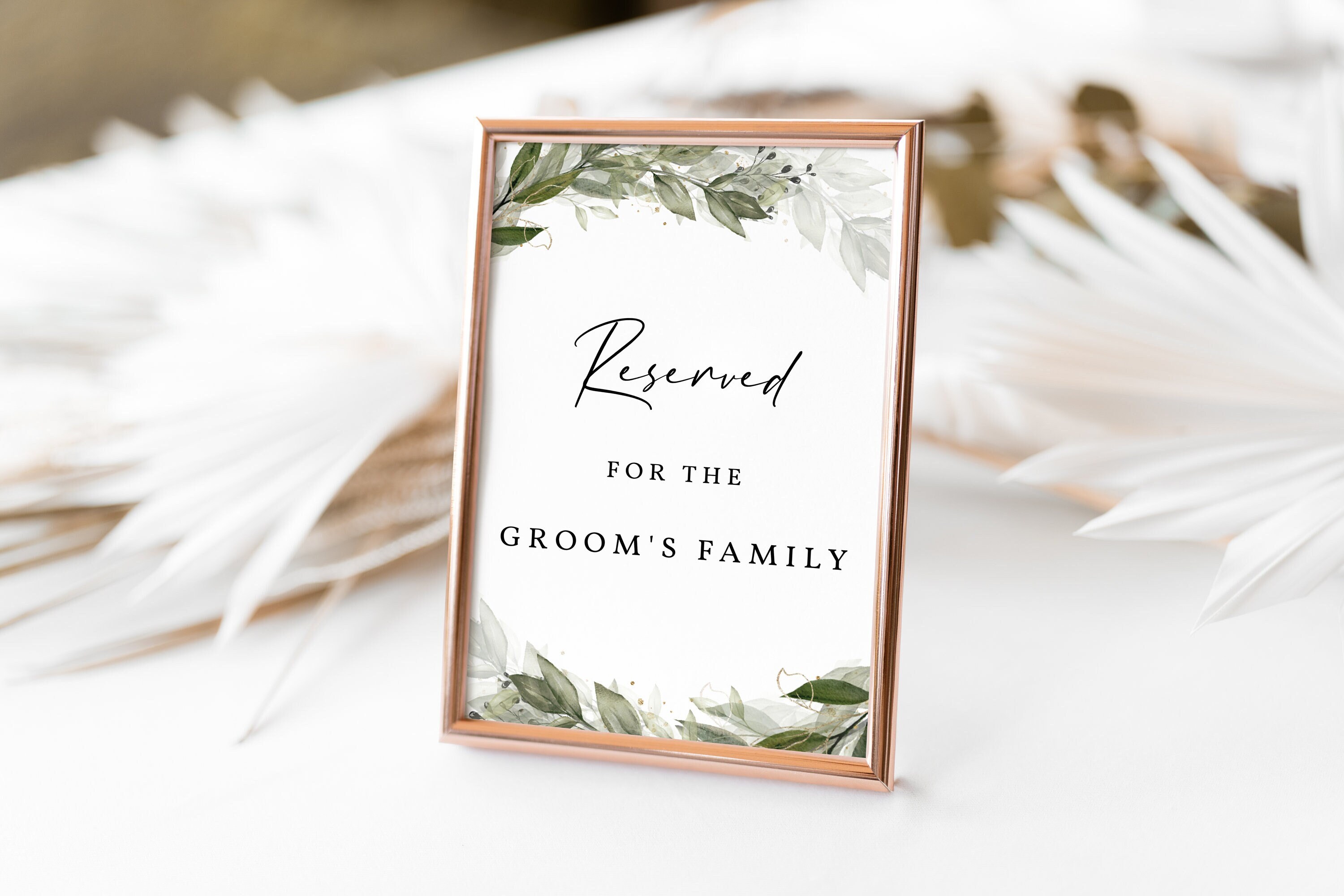 Greenery Reserved Seat Tag Template, Minimal Reserved Sign, Reserved ...