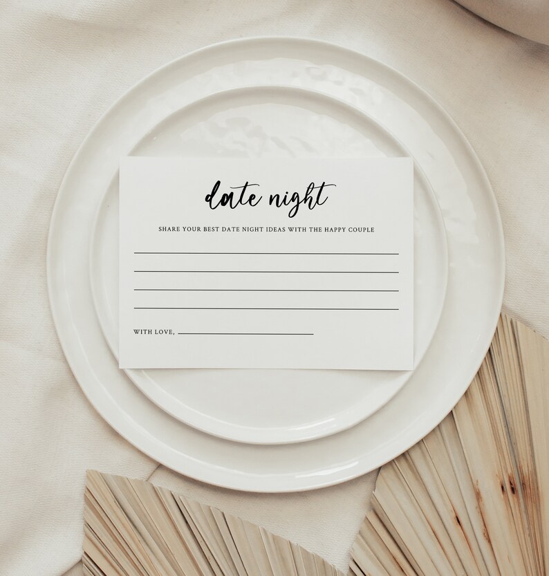 Bridal Shower Date Night Game - Sign And 50 Date Night Idea Cards, Wedding Shower Activity - View #2