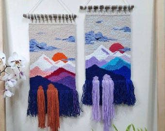 Handmade tapestry Mountains | Wall decor | Weaving Landscape wall Art | Macrame | Wall hanging woven | Woven wall hanging | Textile art