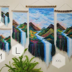 Woven wall hanging | Housewarming gift | Gifts for Women | Textile art | Waterfall landscape | Weaving Tapestry | Fibre Arts | Gallery wall image 1