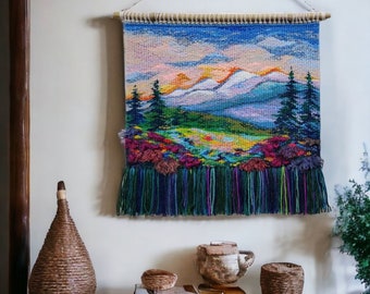 Woven wall hanging | Wall decor | Weaving | Mountain | Macrame | Wall hanging woven | Wall art | weave | Handmade tapestry |  Fiber art