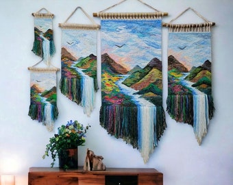 Woven wall hanging | Housewarming gift | Gifts for Women | Textile art | Waterfall landscape | Weaving Tapestry | Fibre Arts | Gallery wall