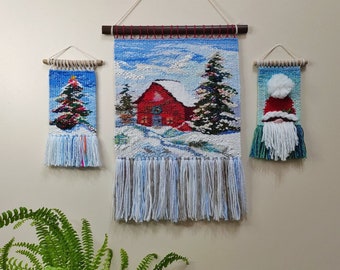Woven Holiday Tree | Weaving wall hanging | Tapestry | Christmas wall decor | Christmas Tree Wall | Hanging Tassel | Macrame wall hanging