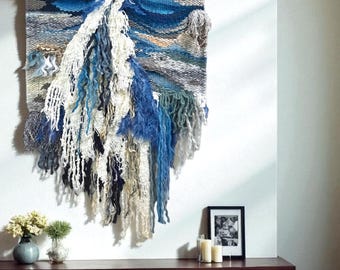 Handmade Woven Wall Hanging: Abstract Landscape Textile Art