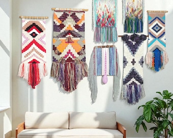 Handmade Woven Wall Hanging Tapestry: Boho Fiber Art Decor