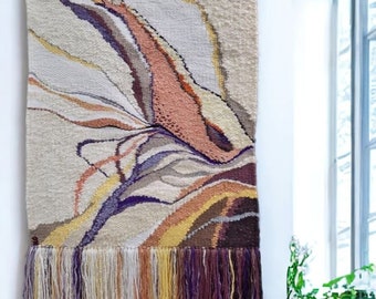 Golden Fish | Wall decor | Weaving wall art | Macrame Boho | Weaving art | Style for home White base Wall suspension | Pastel decor handmade